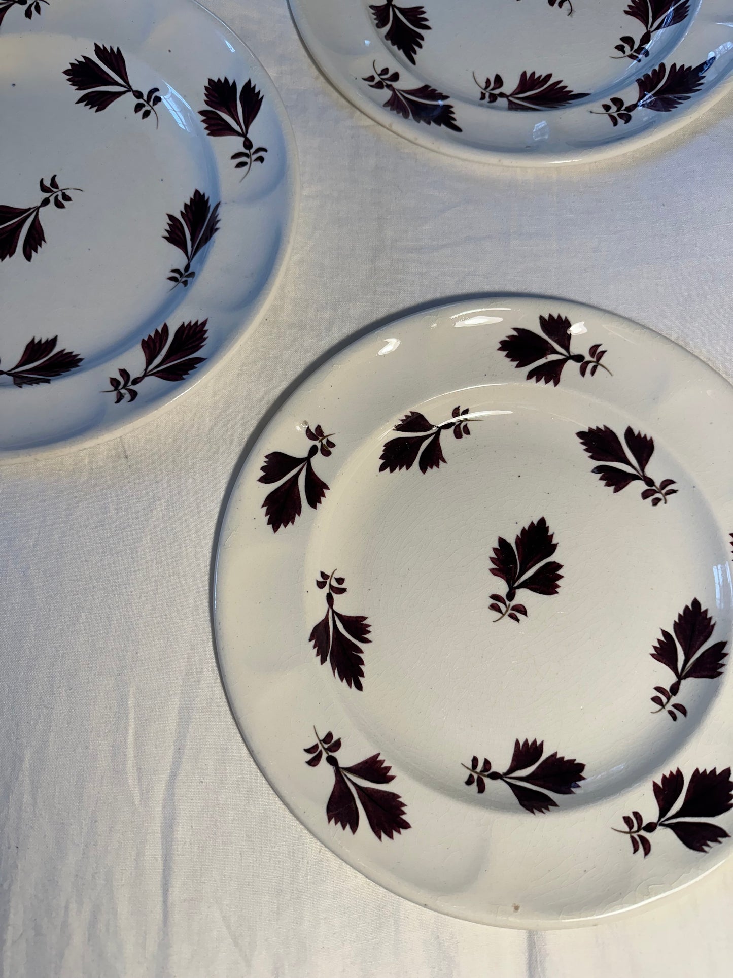 Six Purple Hand-painted Antique Dinner Plates