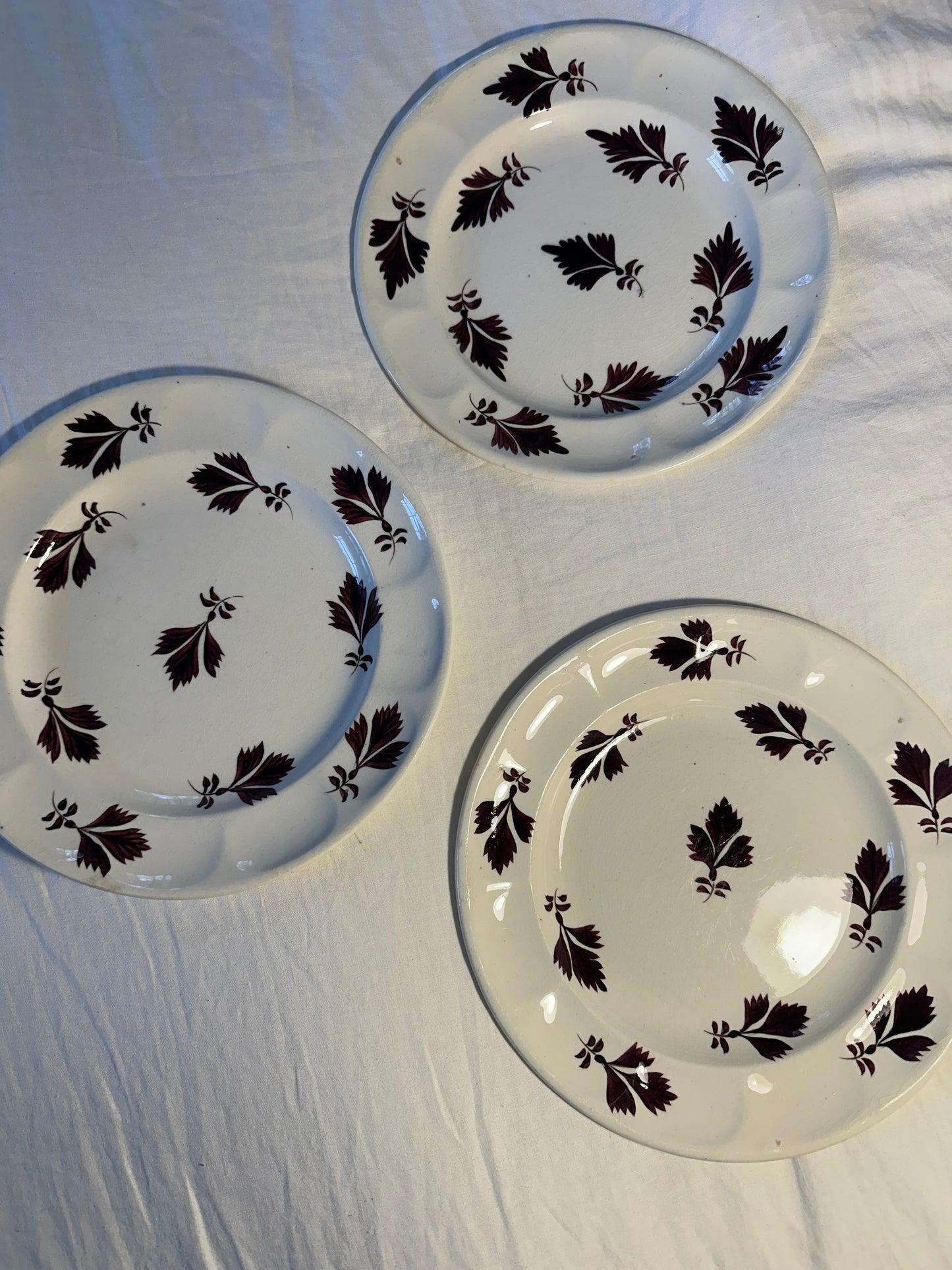 Six Purple Hand-painted Antique Dinner Plates