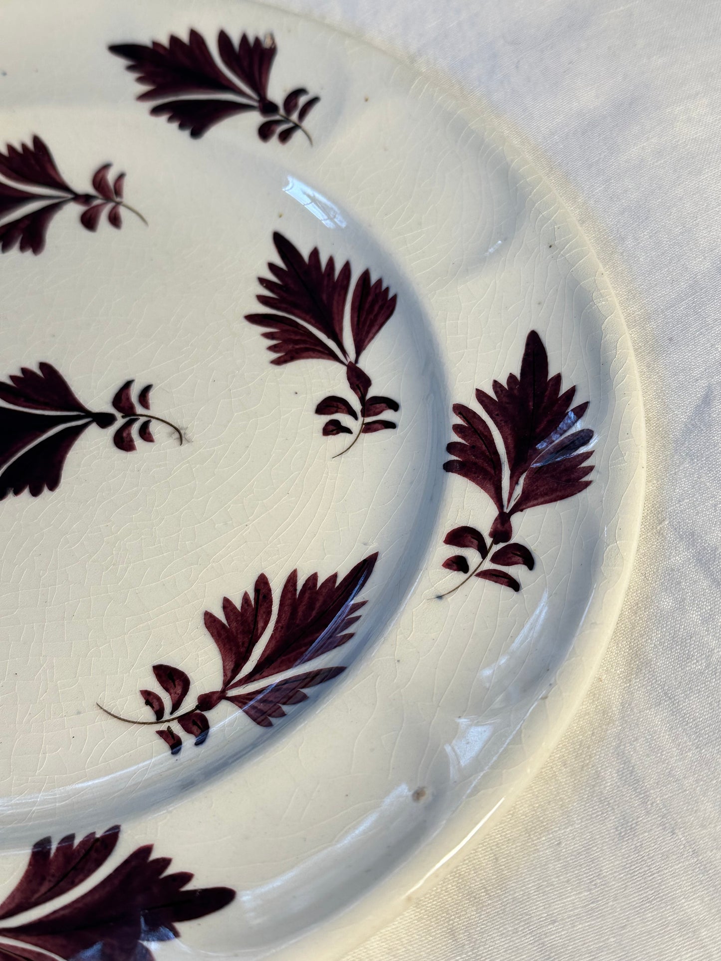 Six Purple Hand-painted Antique Dinner Plates